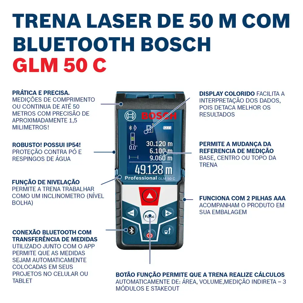 Trena à laser GLM 50 c bluetooth bosch medidor de distância à laser 50 metros — fotografia 9