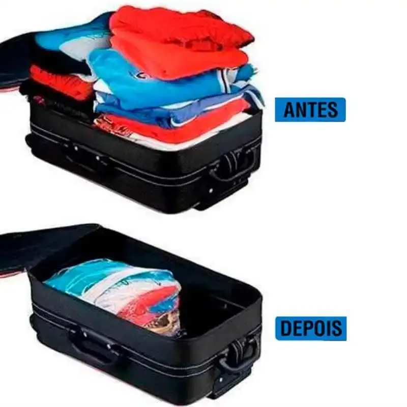 Saco à vácuo guardar roupas 60X80 CM kit 10 peças + bomba sucção Western — fotografia 5