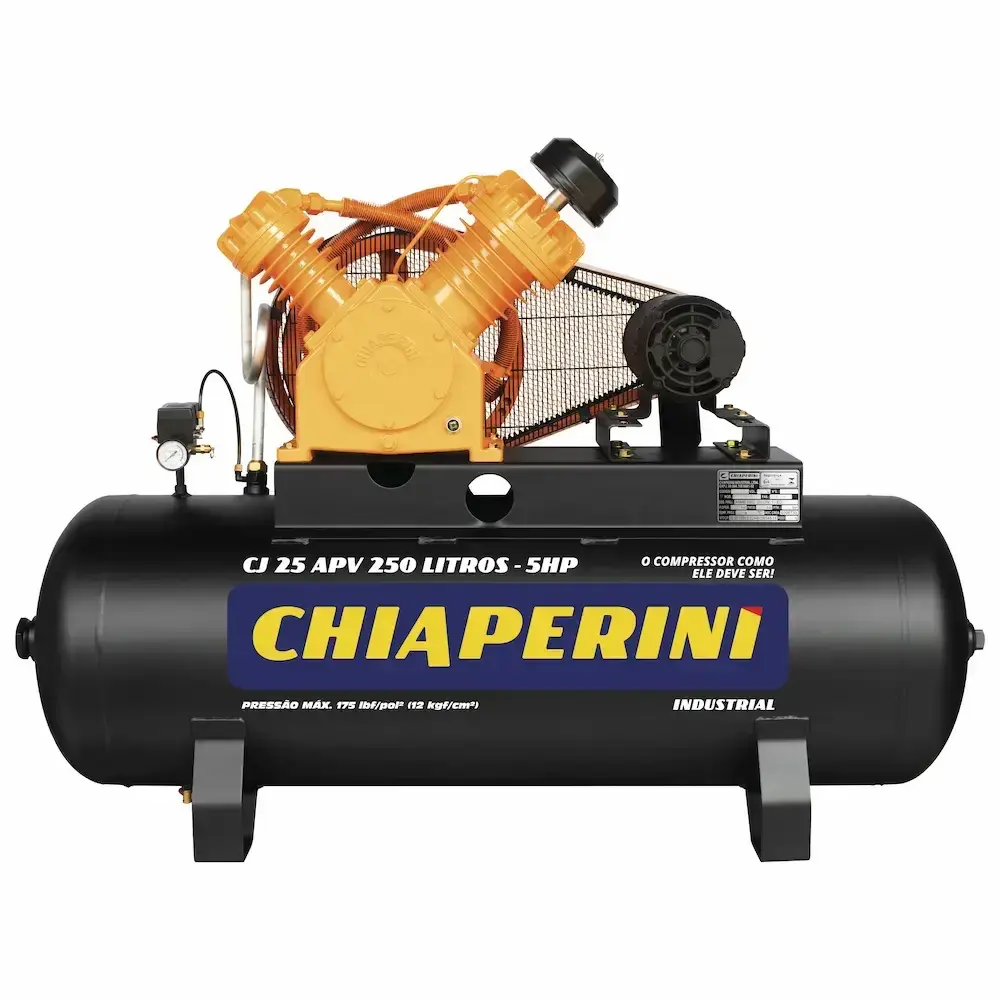 Compressor industrial 25 pés 5HP 250L trifásico 696 Chiaperini