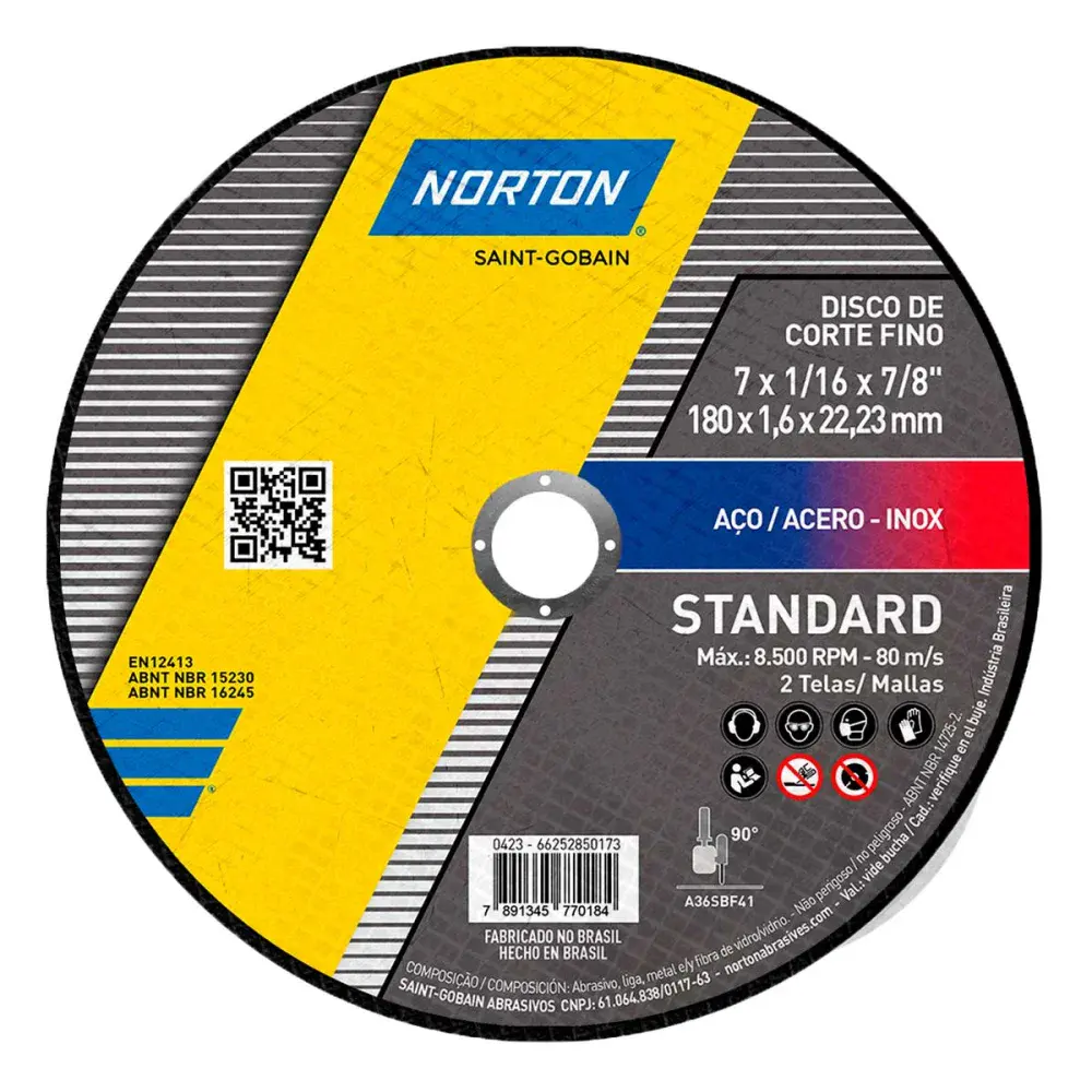 Disco de corte standard 180X1,6X22,23MM Norton — fotografia de referência
