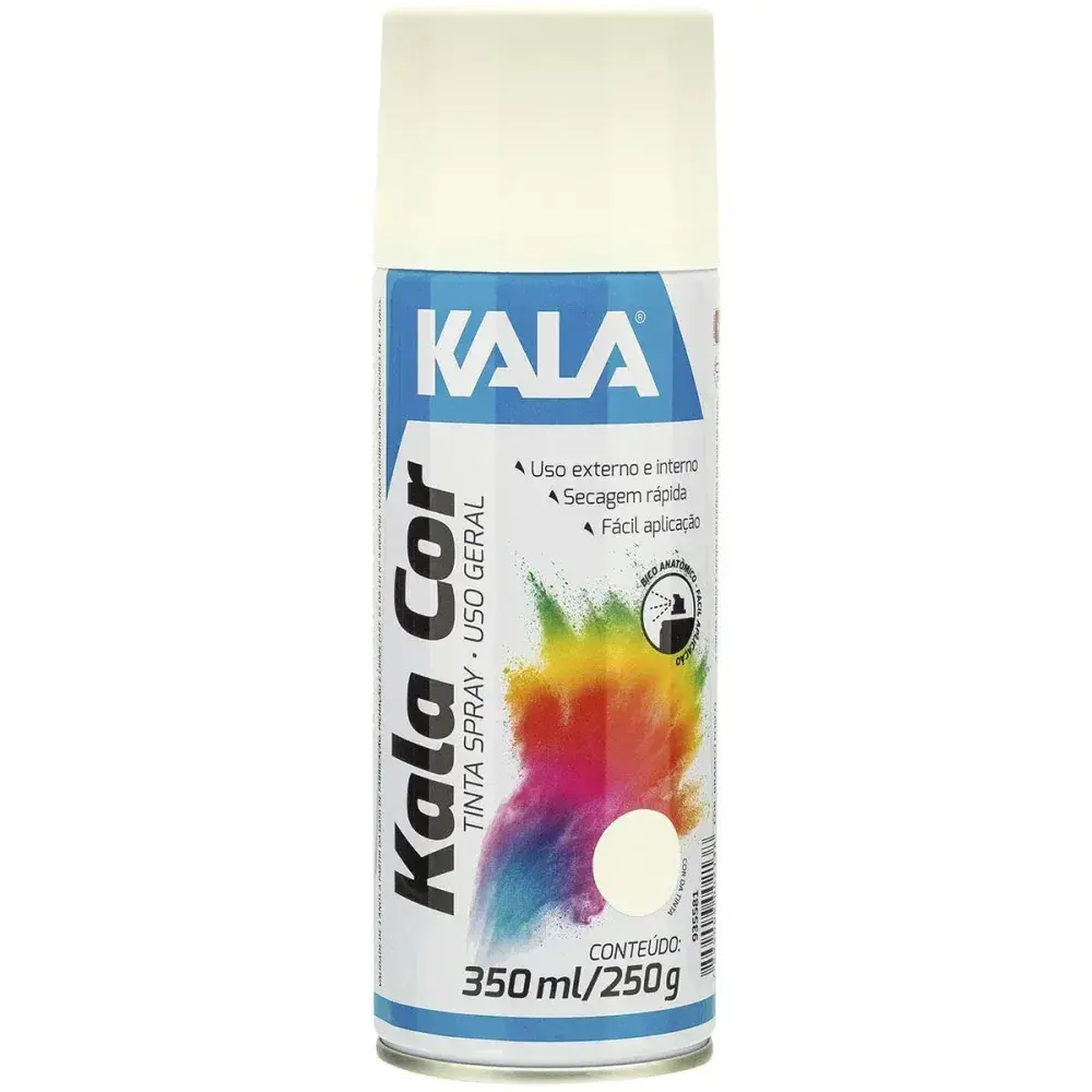Tinta spray para uso geral branco fosco 350ML Kala — fotografia 2
