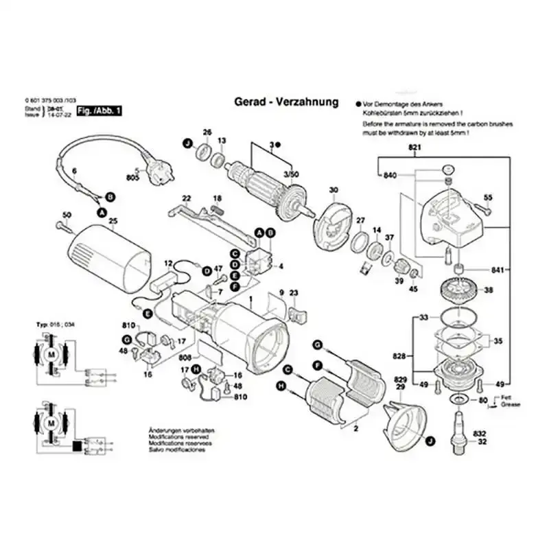 Estator para esmerilhadeira GWS 6-115 em 220V 1604220328 bosc 220 V Bosch — fotografia 3