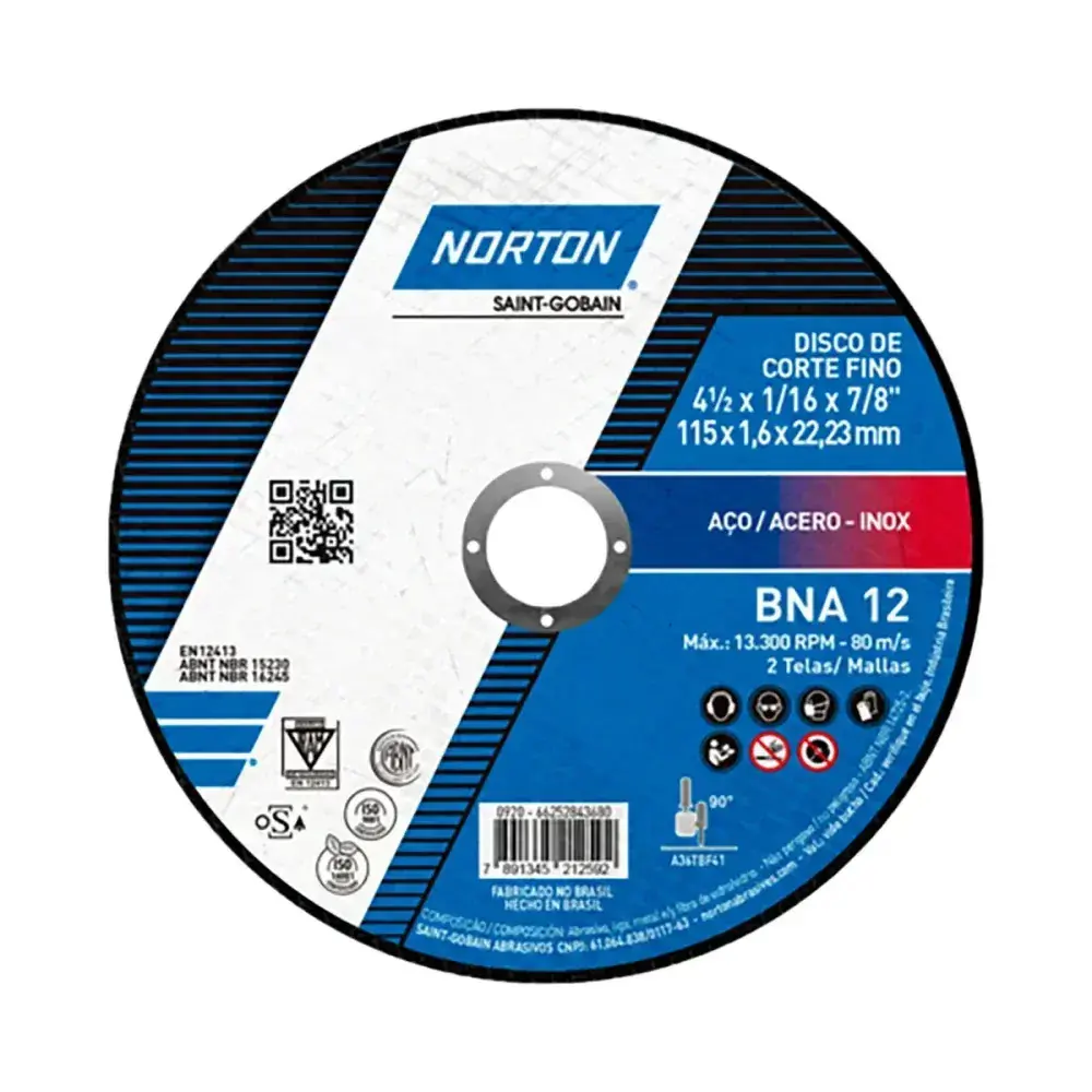Disco de corte linha azul BNA12 115X1,6X22,23MM Norton — fotografia 3