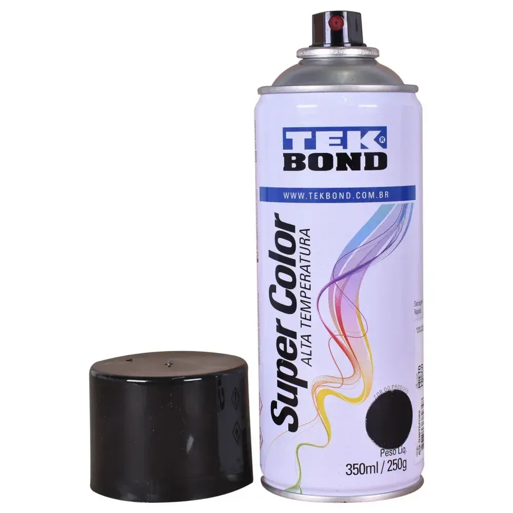 Tinta spray com alta temperatura preto 350ML Tekbond — fotografia 6