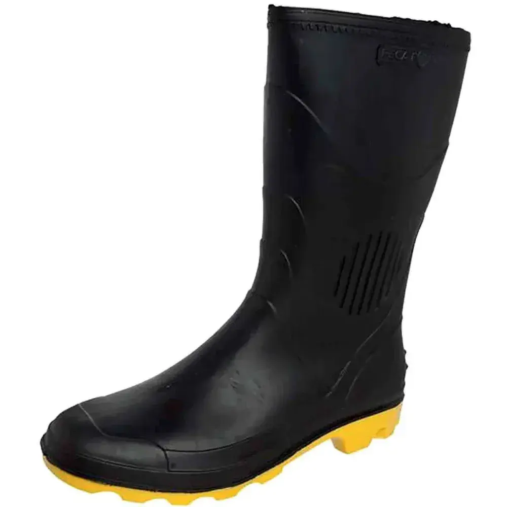 Bota pvc preto/amarelo N38 cano médio com forro Grendene — fotografia 2
