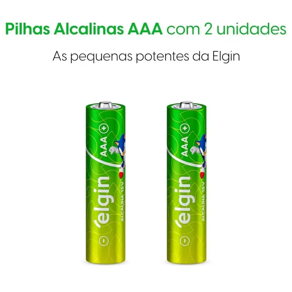Pilha alcalina tipo palito 1,5V AAA 2 peças Elgin — fotografia 2