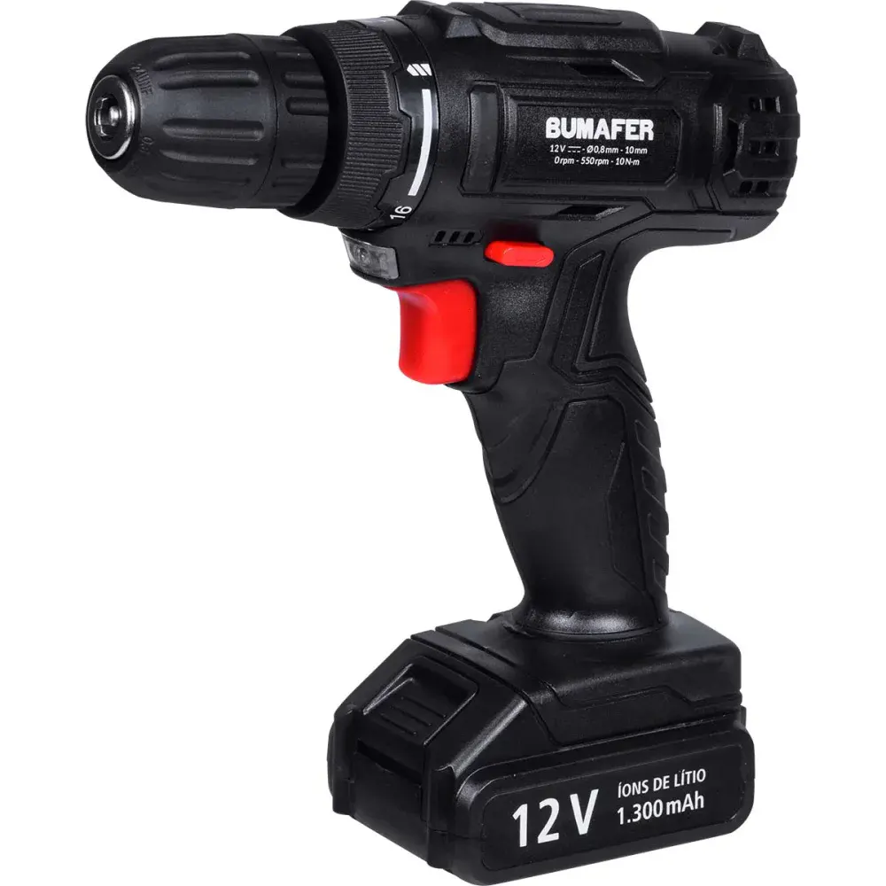 Parafusadeira furadeira bivolt 12V 55 peç Bumafer — fotografia 3