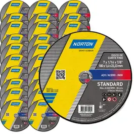 Kit 100 Discos de Corte Inox 7 POL x 1,6mm Standard NORTON — fotografia 2