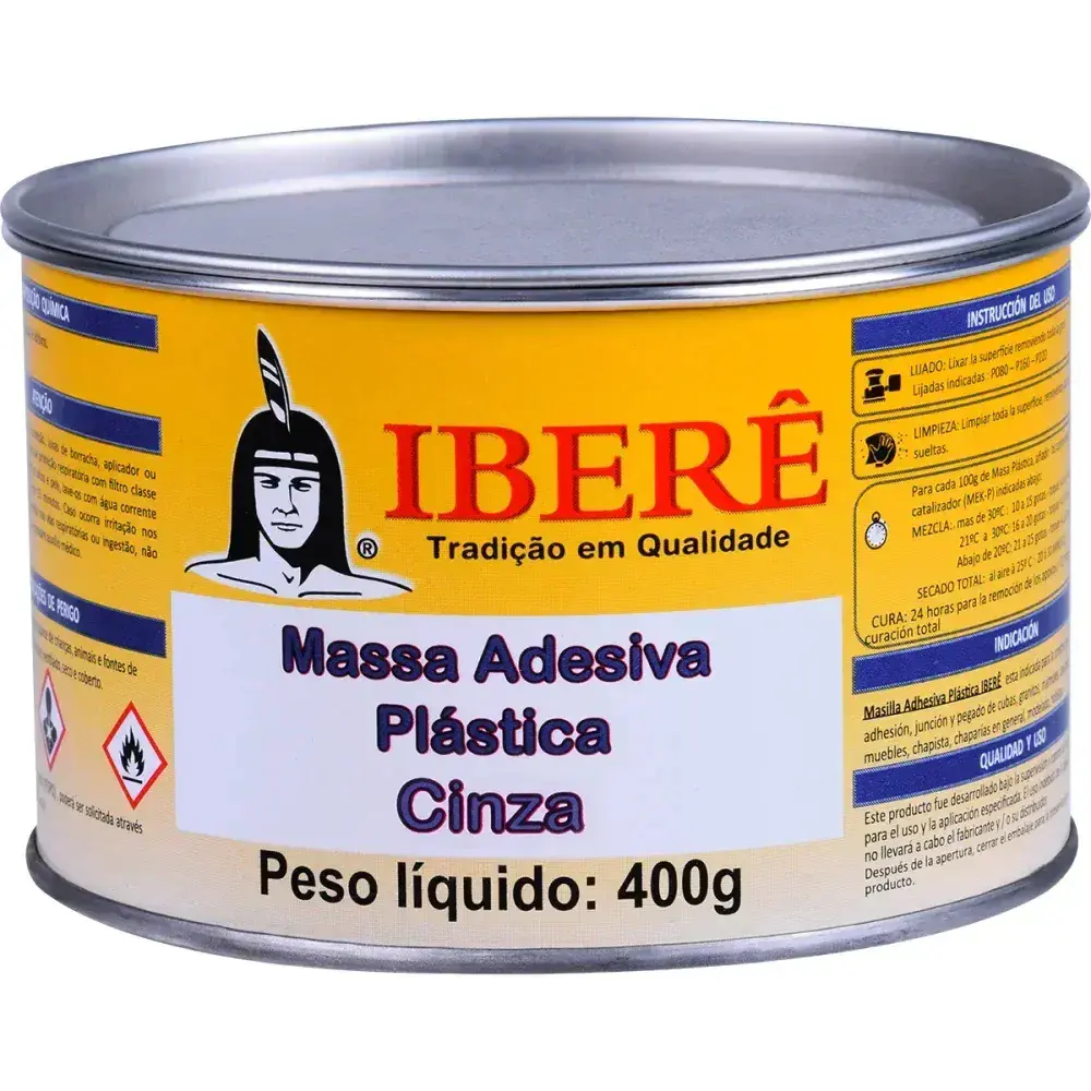 Massa adesiva plástica cinza 400G iberê — fotografia 7