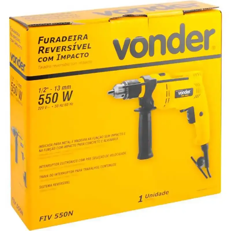 Furadeira com impacto 1/2 POL 550W FIV 550 Vonder 220 V — fotografia 5