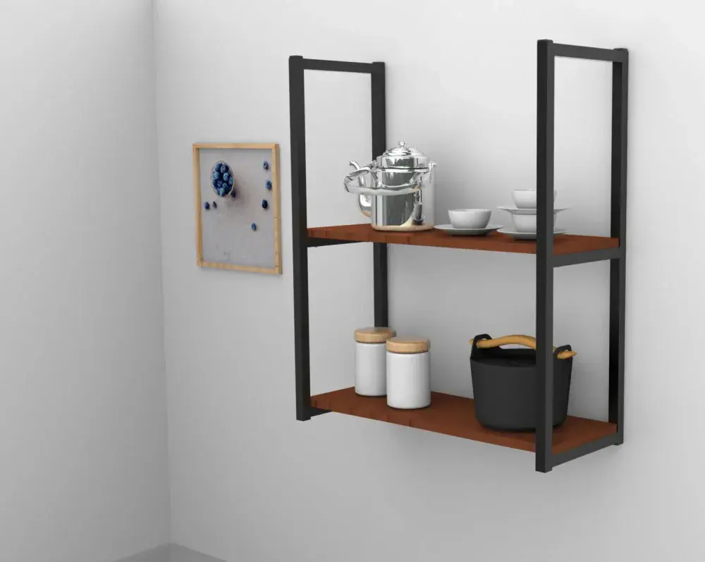 Prateleira industrial parede/teto com 2 prateleiras 60 x 20 cm avelã Brasforma — fotografia 4