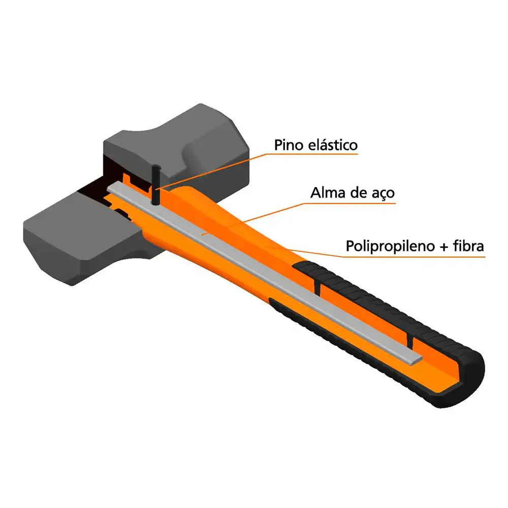Marreta oitavada cabo fibra com aço 1.0 kg molibdênio 40721202 Tramontina — fotografia 4