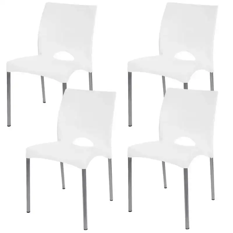 Cadeira boston pés em alumínio empilhável branco kit 4 unidades F900000 Garden