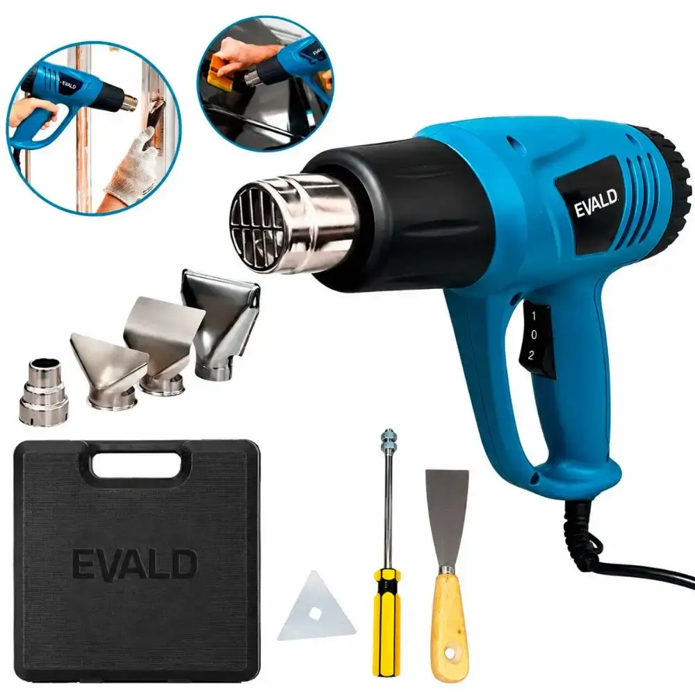 Soprador térmico 2000W com maleta e kit de acessórios evstma Evald 110 V — fotografia de referência