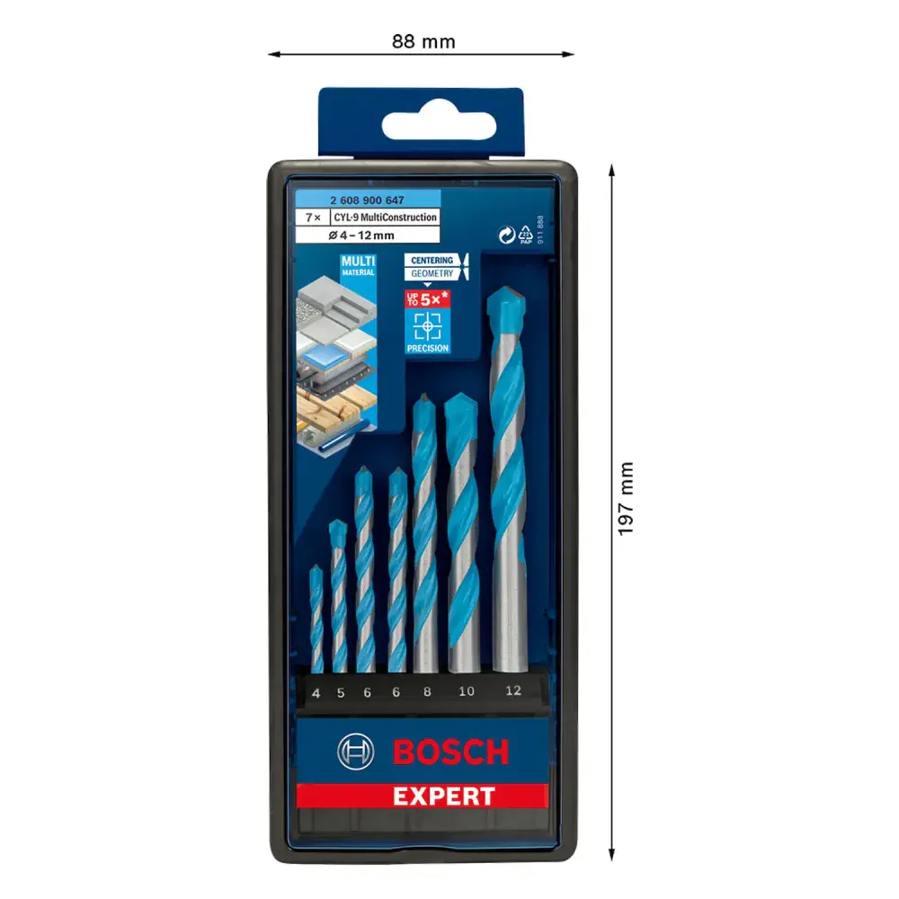 Jogo de broca multi construction 4 a 12 mm 7 peç Bosch — fotografia 9
