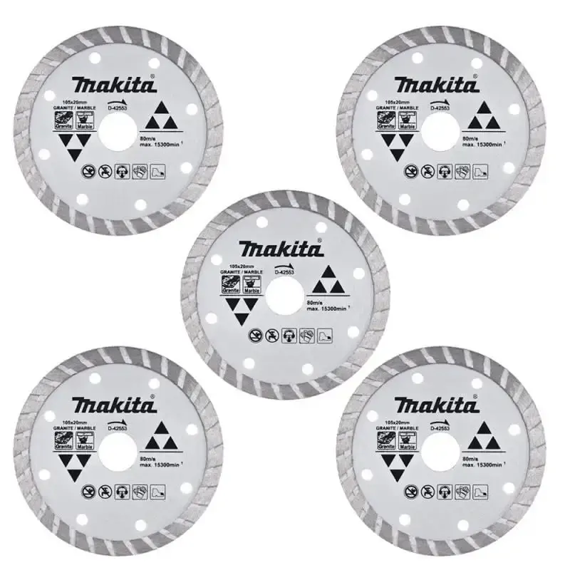 Disco de corte diamantado 4.1/8 POL 105 MM p/ mármore e granito D-42553 com 5 unidades Makita — fotografia de referência