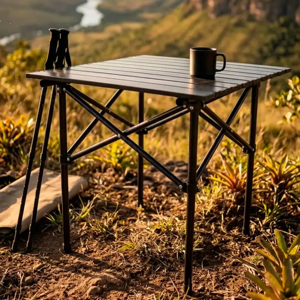 Mesa camping dobrável de acampamento portátil em aço 52X51X50CM Zelt — fotografia 2