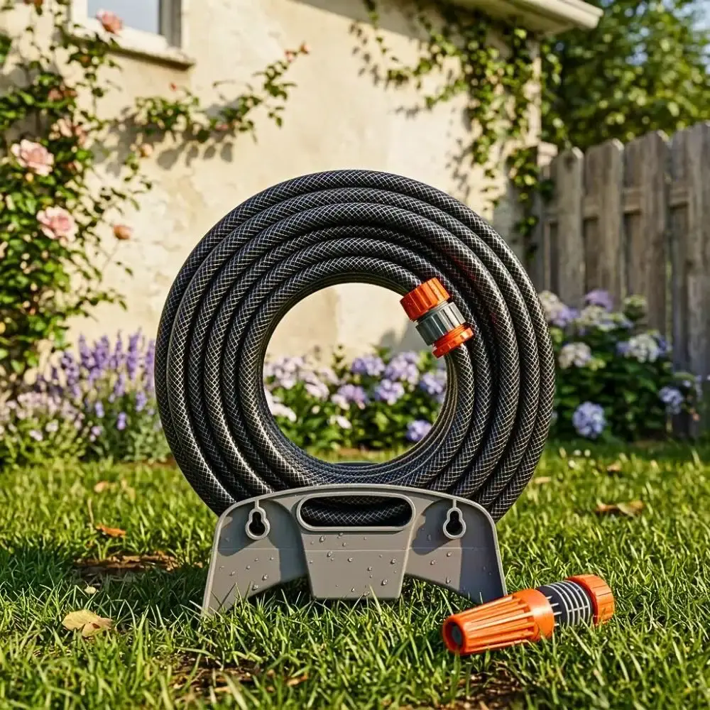 Mangueira de jardim 20M preta com esguicho e suporte Tramontina evald — fotografia 6