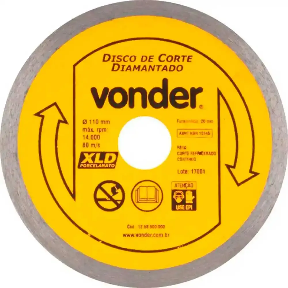 Disco diamantado 4 3/8 POL contínuo para porcelanato Vonder