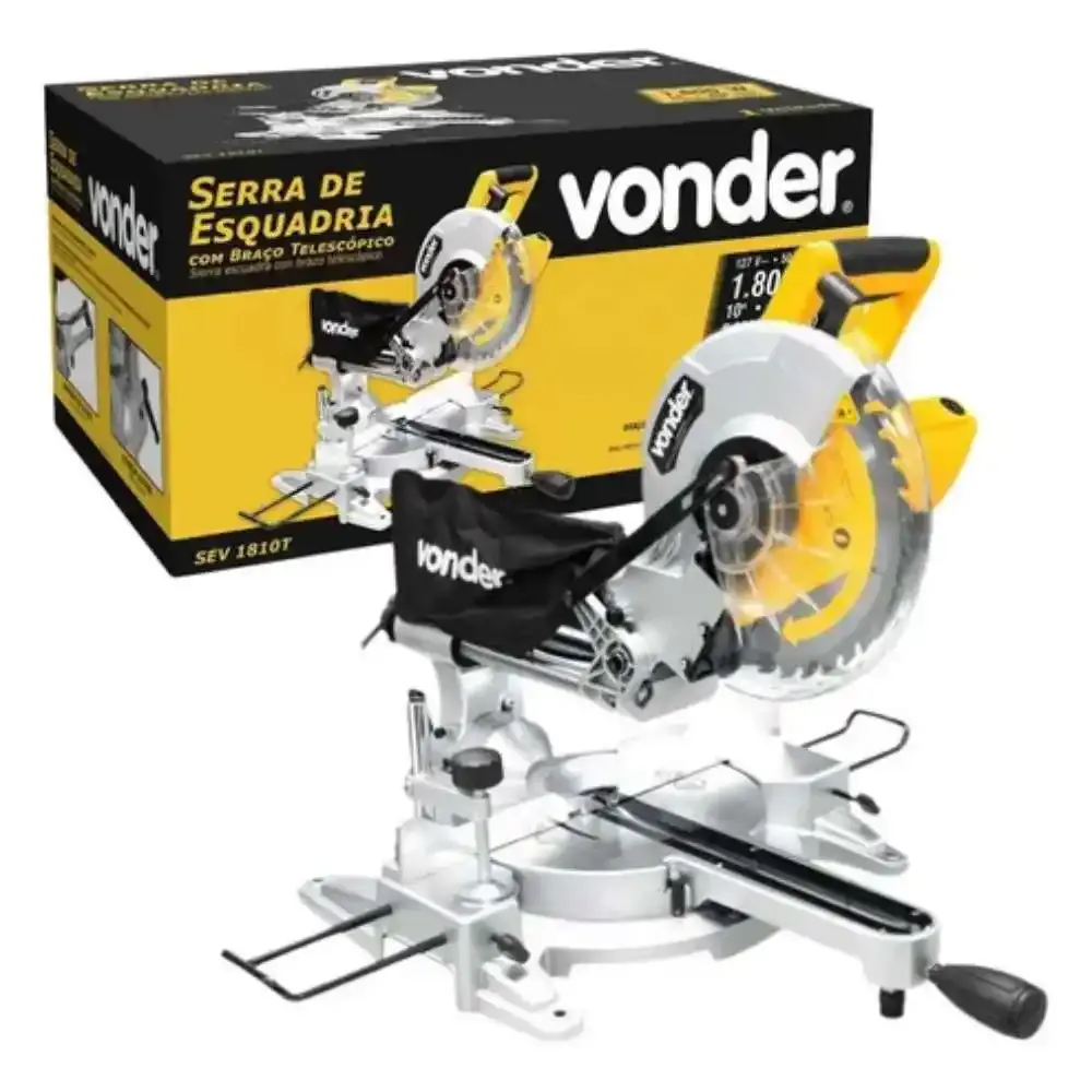 Serra 1/2 esquadria 10 POL 1800W com braço telescópico SEV 1810T Vonder 220 V — fotografia 7