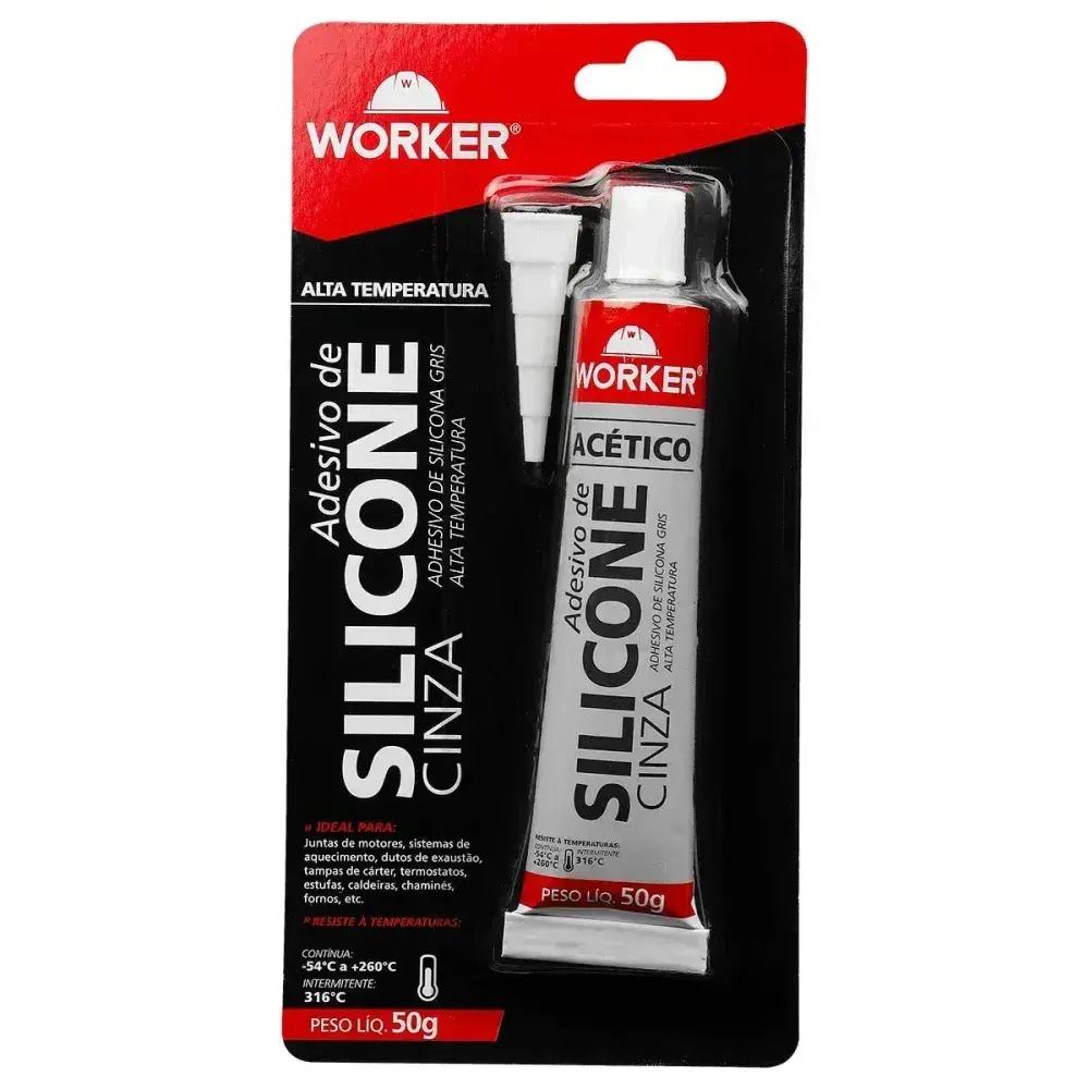 Silicone acético alta temperatura cinza 50G Worker — fotografia 8