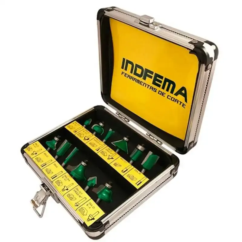 Fresas para tupia haste 6 MM kit com 12 peças e maleta 6410.01 Indfema — fotografia 4