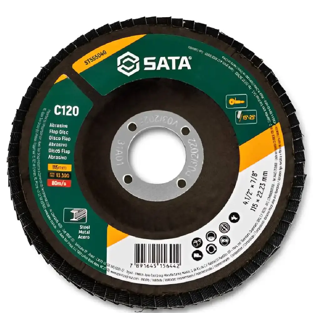 Kit 20 discos flap metal 4.1/2 polegadas grão 120 ST55504G Sata — fotografia 4