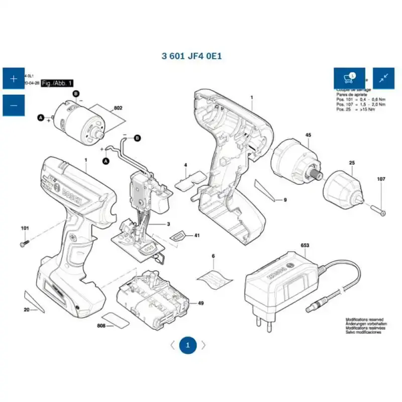 Interruptor com módulo eletrônico para parafusadeira / furadeira GSR 1000 smart 1600A00FG7 Bosch — fotografia 3