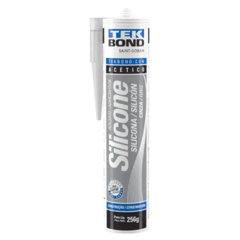 Silicone acético cinza 256 gramas Tekbond — fotografia de referência