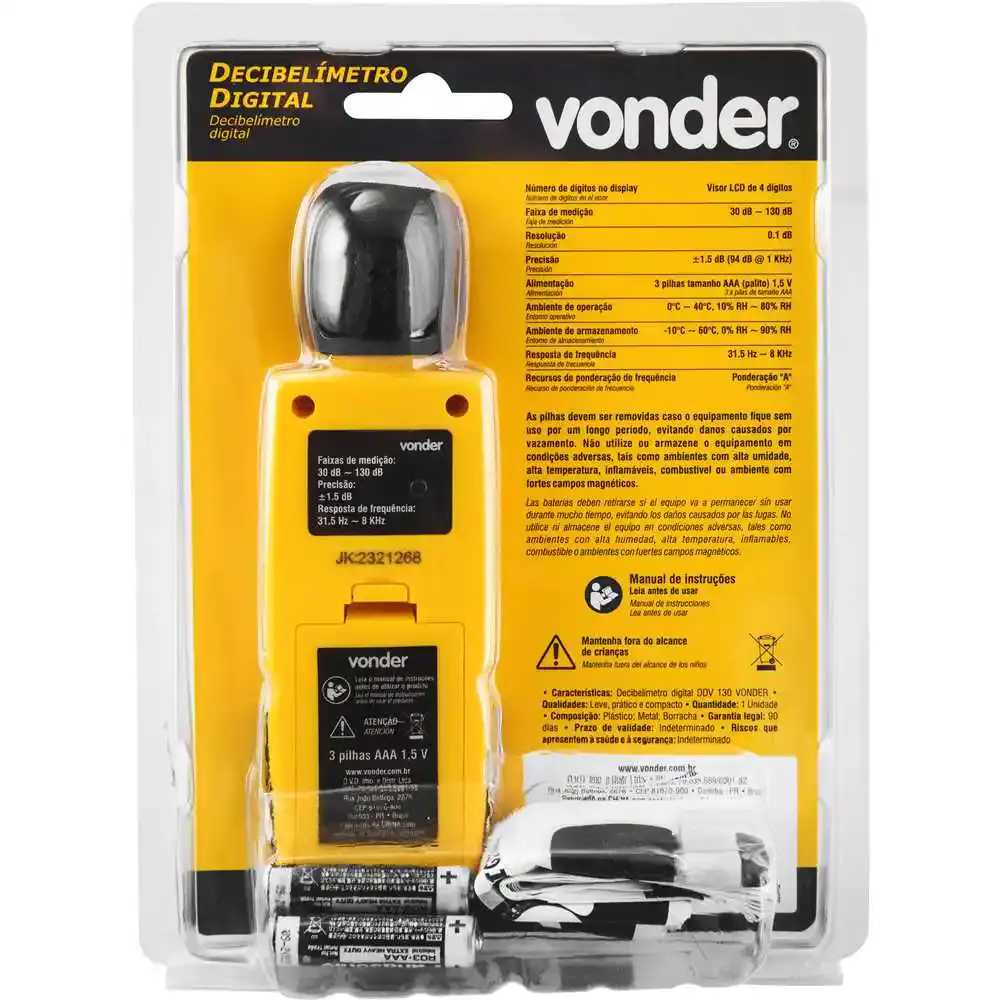 Decibelímetro digital 30 a 130DB DDV-130 Vonder — fotografia 3