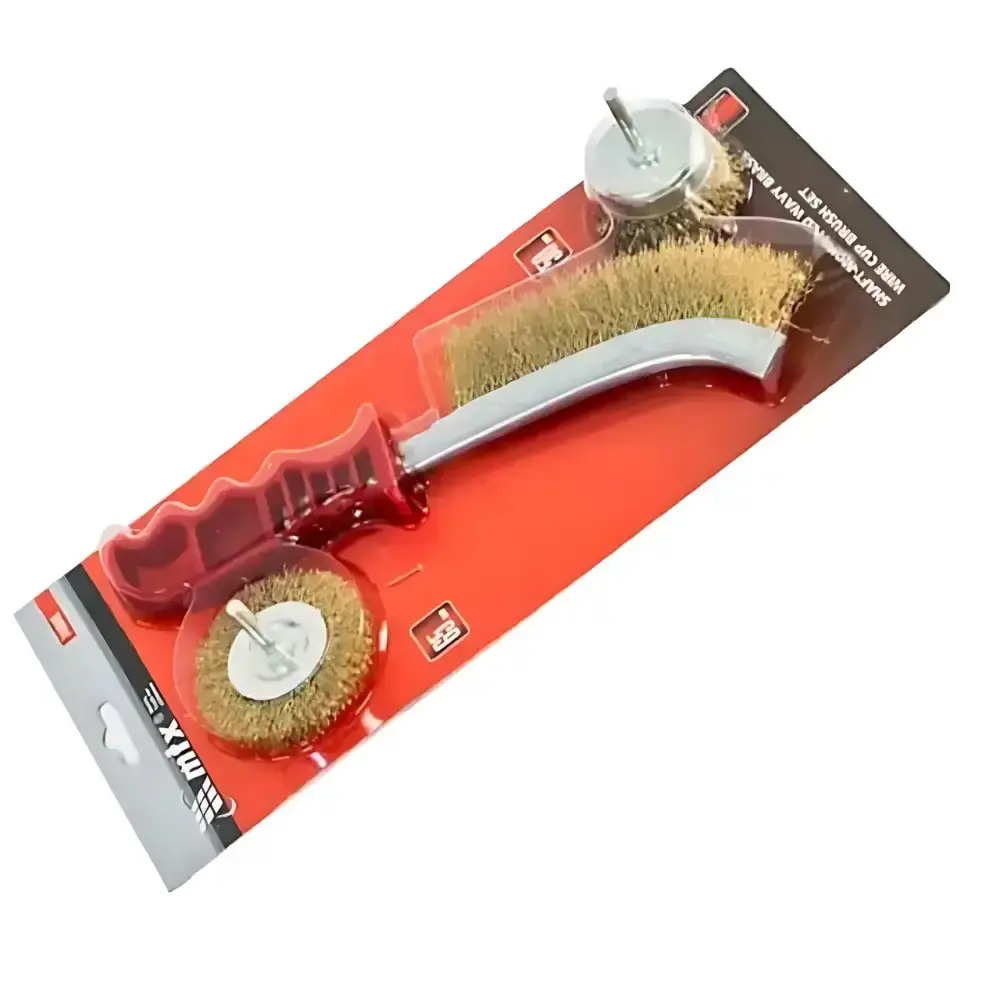 Escova de aço kit com 3 peças 1 manual e 2 circulares haste 65 MM MTX — fotografia 4