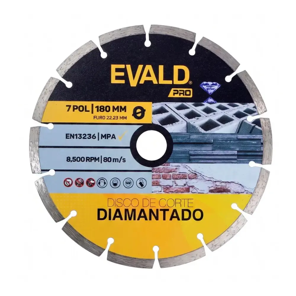 Disco de corte diamantado 7 POL segmentado 180 MM 8500 RPM Evald PRO — fotografia 2