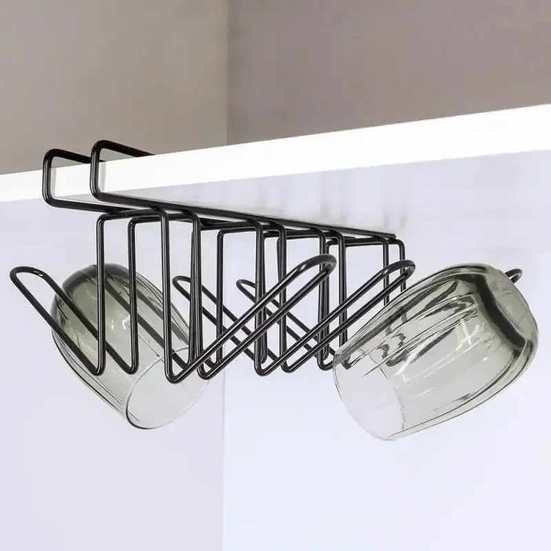 Suporte Organizador Porta Copos Suspenso Viena Preto até 8 Copos 991207 BEL — fotografia 3