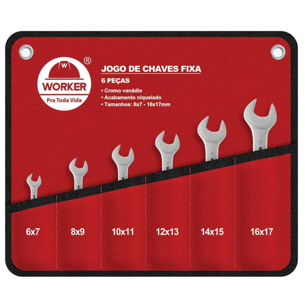 Jogo de chave fixa cr-v 6X17MM 6 peç Worker — fotografia de referência