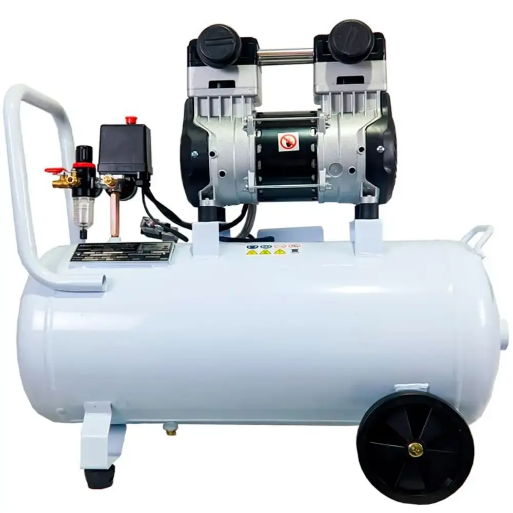Compressor de ar portátil 10,6 pés 2 HP 50 litros silencioso isento de óleo 1500-50L Compbrasil 220 V — fotografia 4