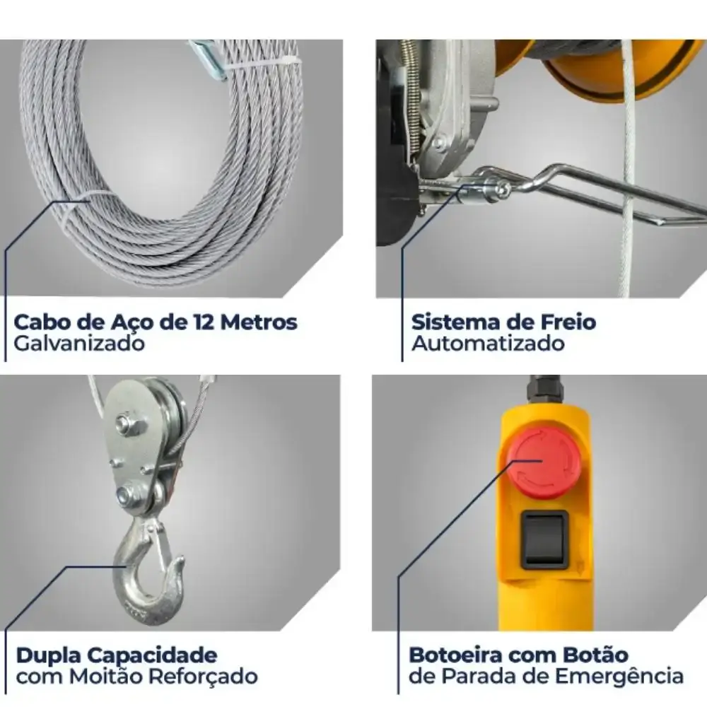 Guincho elétrico 100 a 200 KG monofásico TEC GT CSM 220 V — fotografia 5