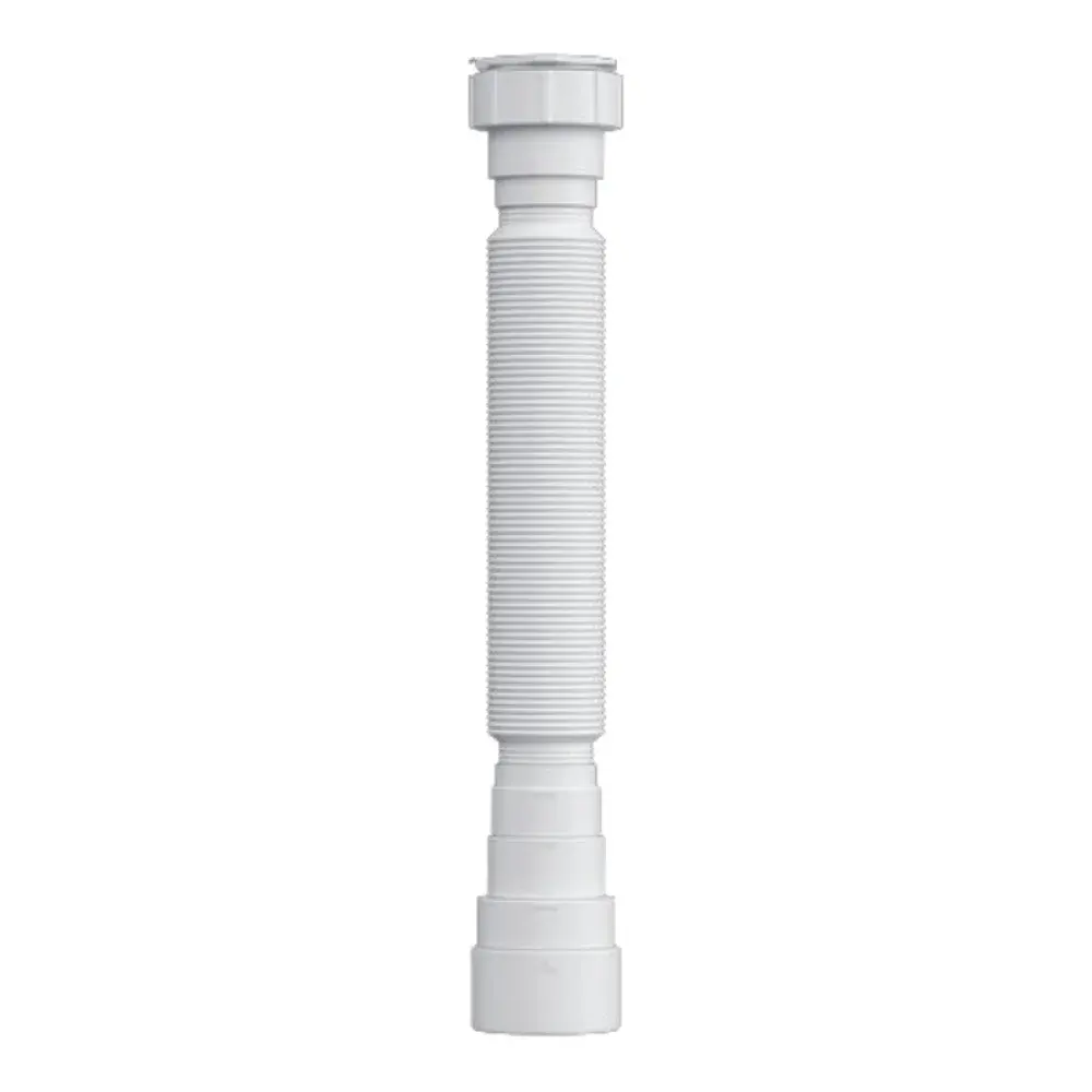 Sifão sanfonado universal de plástico branco 30CM Herc