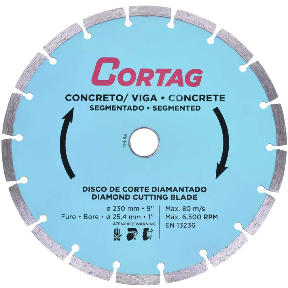 Disco de corte diamantado 230X25,4MM concreto/viga Cortag