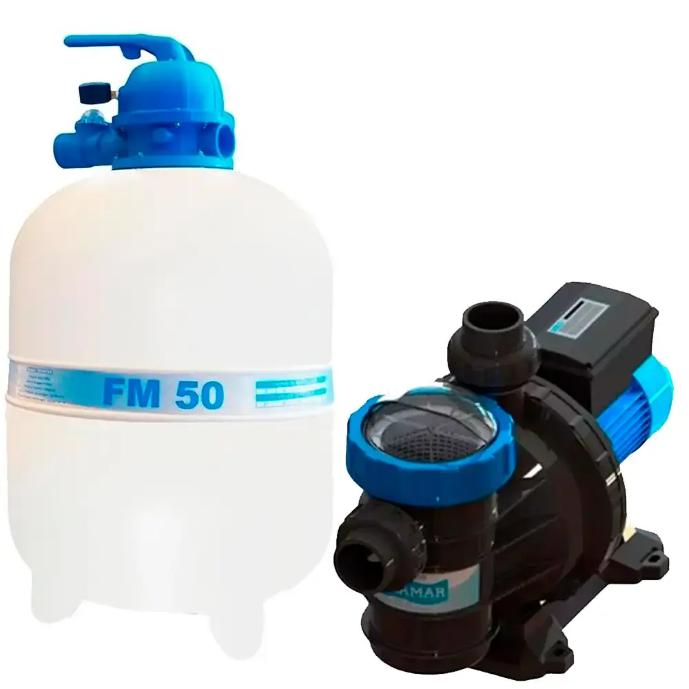 Bomba para piscina 3/4CV mono BMC-75 com filtro de piscina 3/4CV FM-50 Sodramar