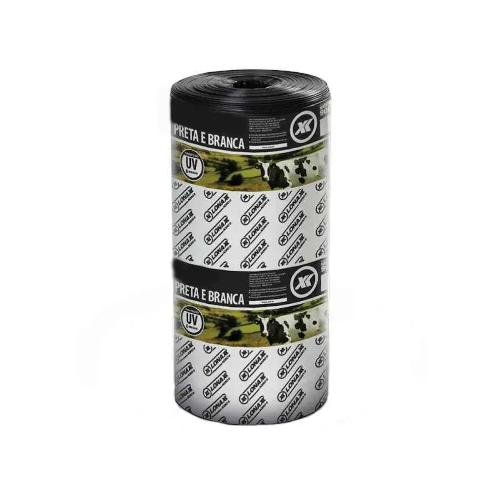 Lona de plástico preta branca 10X50M 75KG Lonax