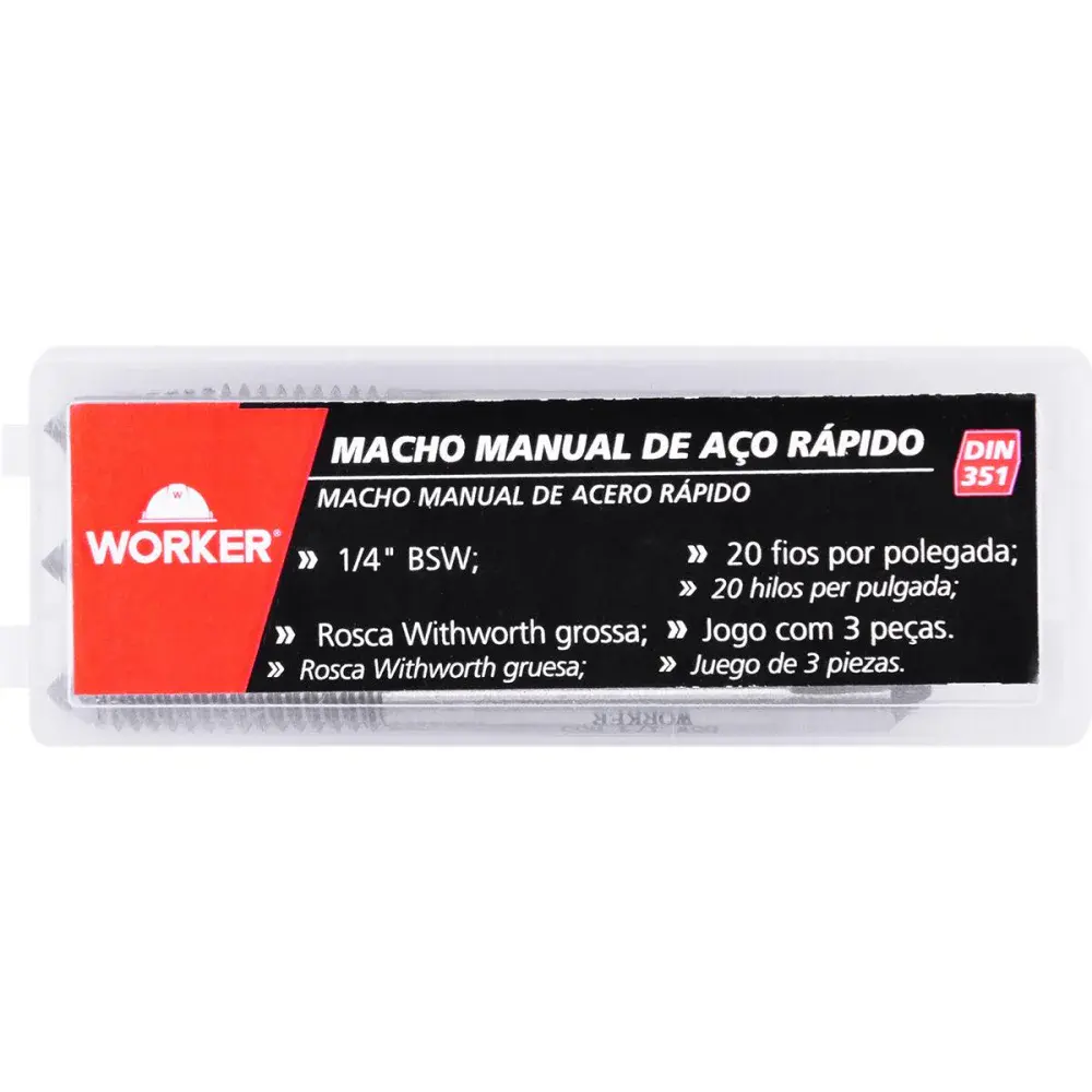 Jogo macho manual DIN351 bsw 1/4 3 peç Worker — fotografia 7