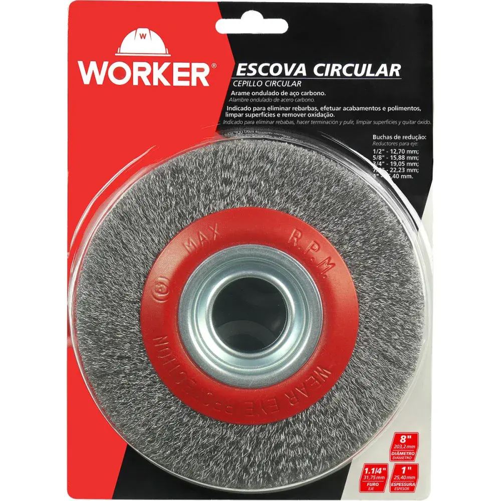 Escova circular ondulada em aço 8”.1/4 Worker