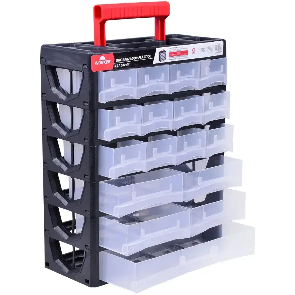 Organizador plástico 17 gavetas 31,5X14X38,5CM Worker — fotografia 7