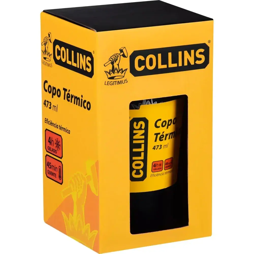 Copo térmico sem tampa em aço inoxidável preto 473ML Collins — fotografia 12