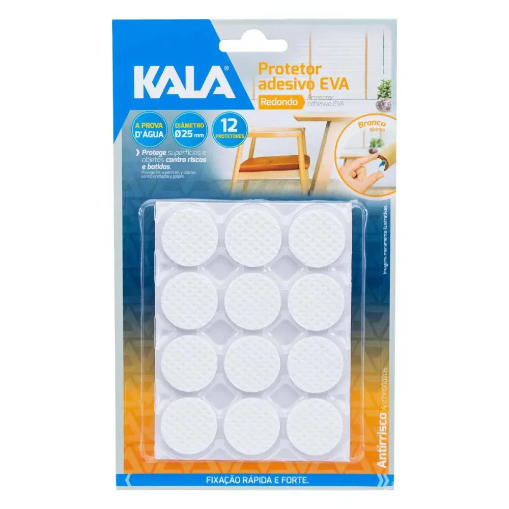 Protetor adesivo eva Kala branco redondo 25MM 12 pcs