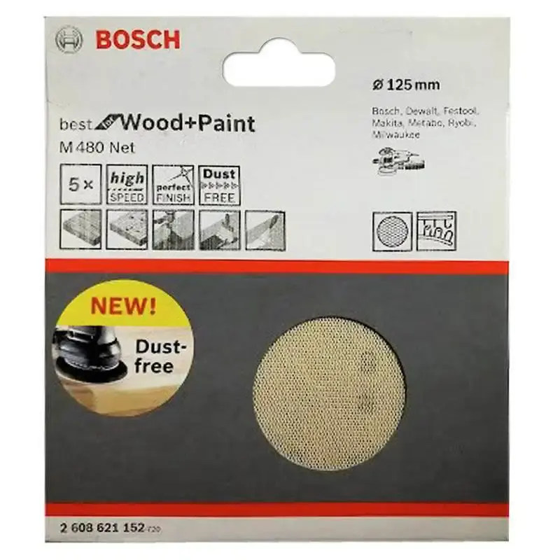 Disco de Lixa 5 POL c/ Velcro Grana 600 com 5 Unidades Uso Automotivo BOSCH — fotografia 3