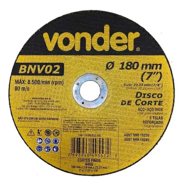 Disco de corte 180MM - Vonder — fotografia de referência