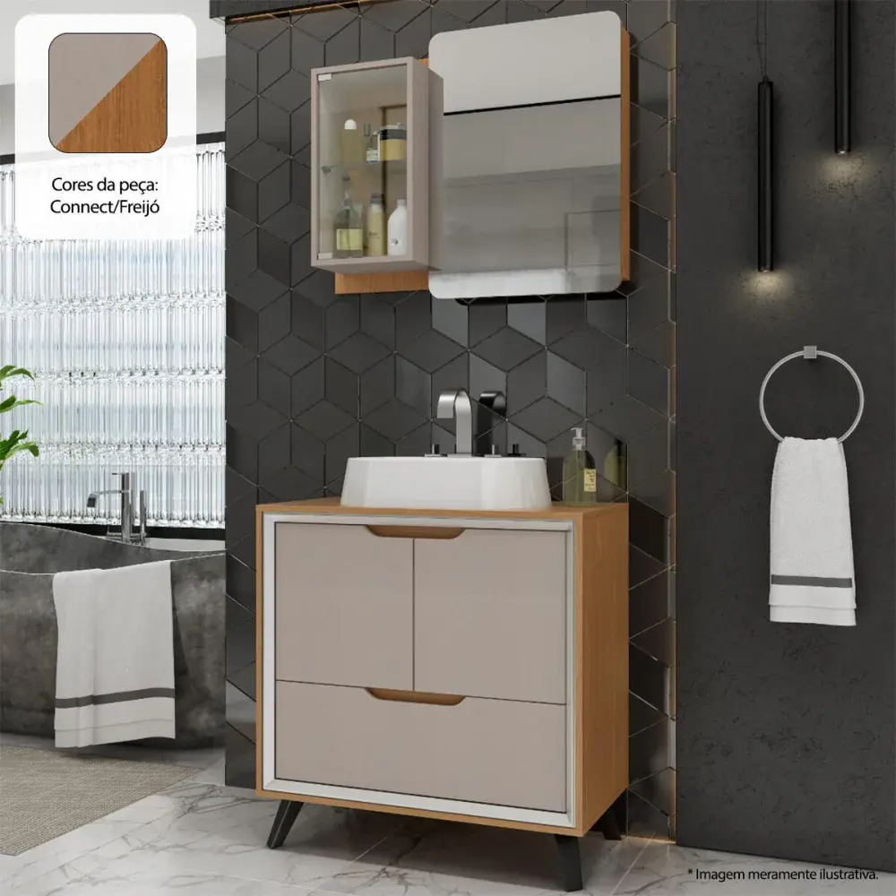 Gabinete nobre belmont com espelheira connect/freijo Balcony