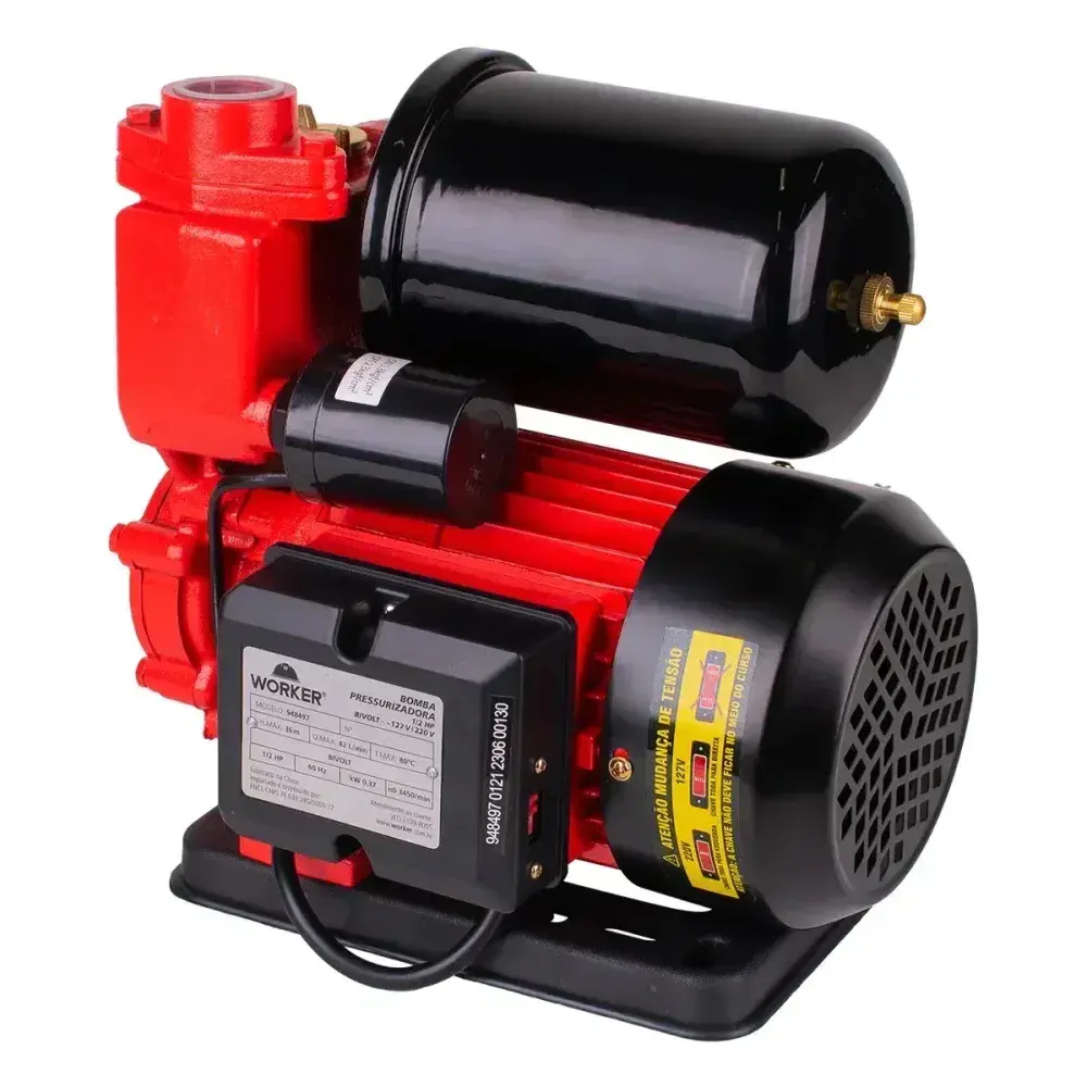 Bomba d'água pressurizadora 1/2HP 3450RPM bivolt Worker — fotografia 3