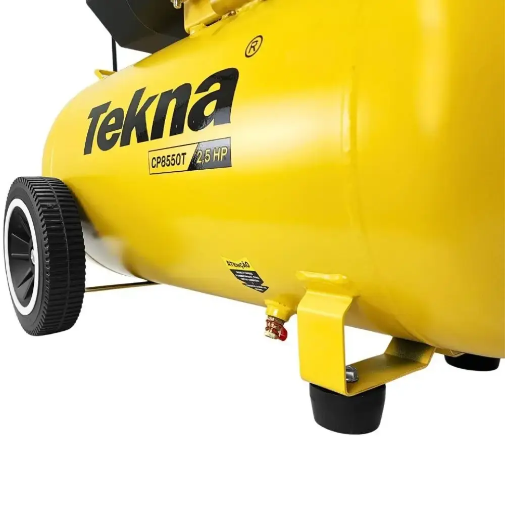 Compressor de ar 2,5HP 8 pés 43 litros lubrificado com kit multiuso 6 peças Tekna 110 V — fotografia 5